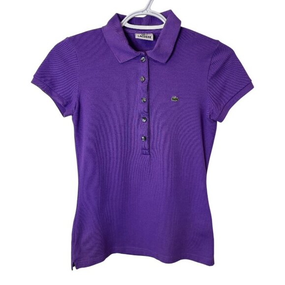 Lacoste purple short sleeve polo shirt size 36 - Picture 2 of 6